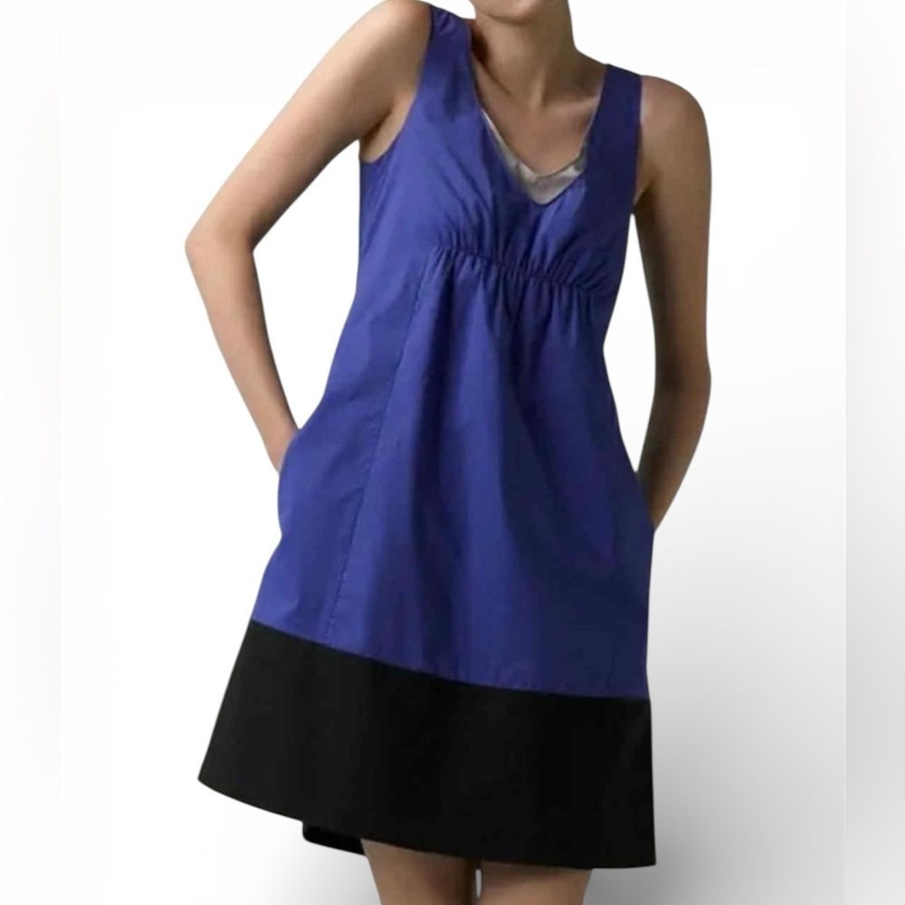 Vince Sleeveless Colorblock Shift Dress Blue Black Gray Modern Women’s Size XS - Picture 1 of 7